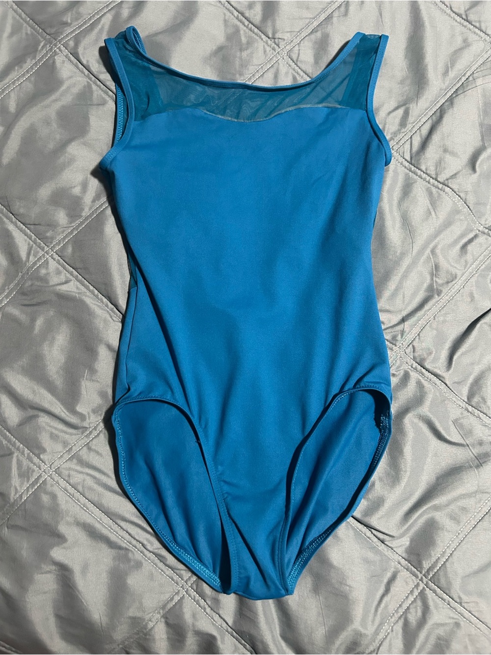 Sleek Teal Blue Mesh Leotard NWOT
